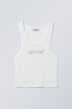 White - Close Rhinestone Tank Top - 0