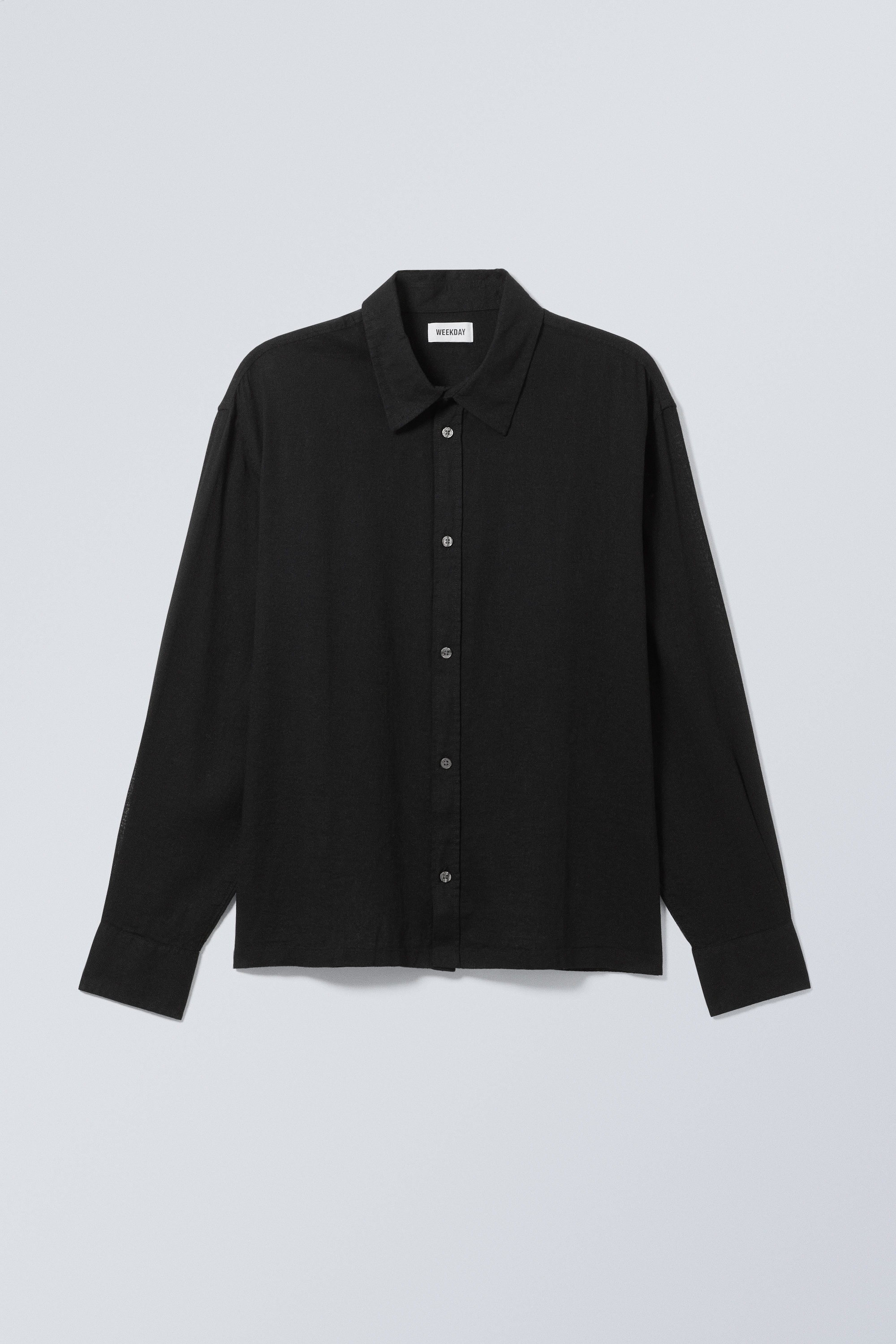 oversized boxy linen blend shirt - Black | Weekday EU