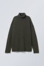 Dark Green - Eloise Wool Turtleneck Sweater - 0