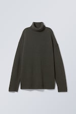 Dark Green - Eloise Wool Turtleneck Sweater - 0