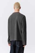 Dark Grey - Loose Boxy Long-Sleeved T-shirt - 2