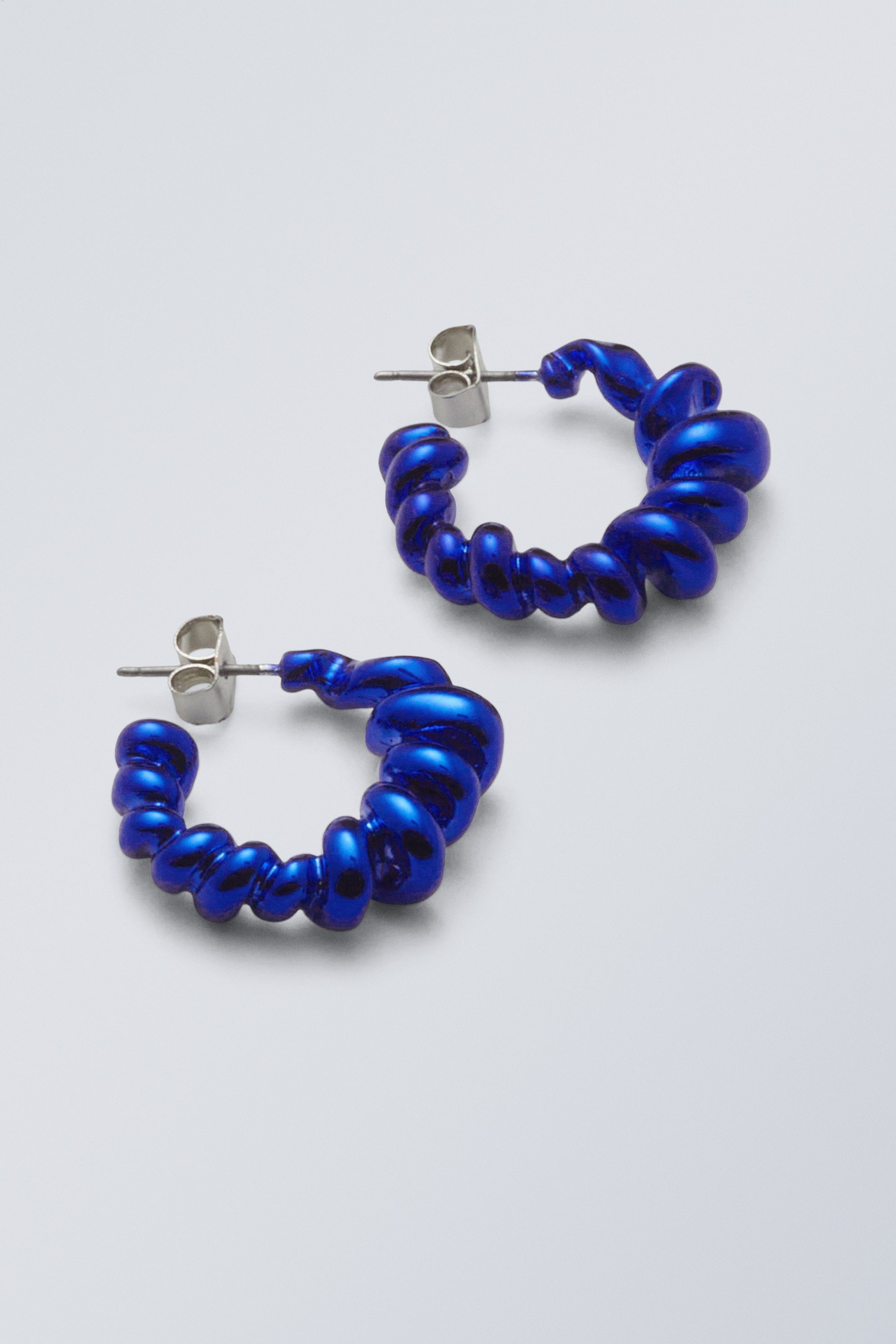 Blue - Twisted Hoop Earrings - 0