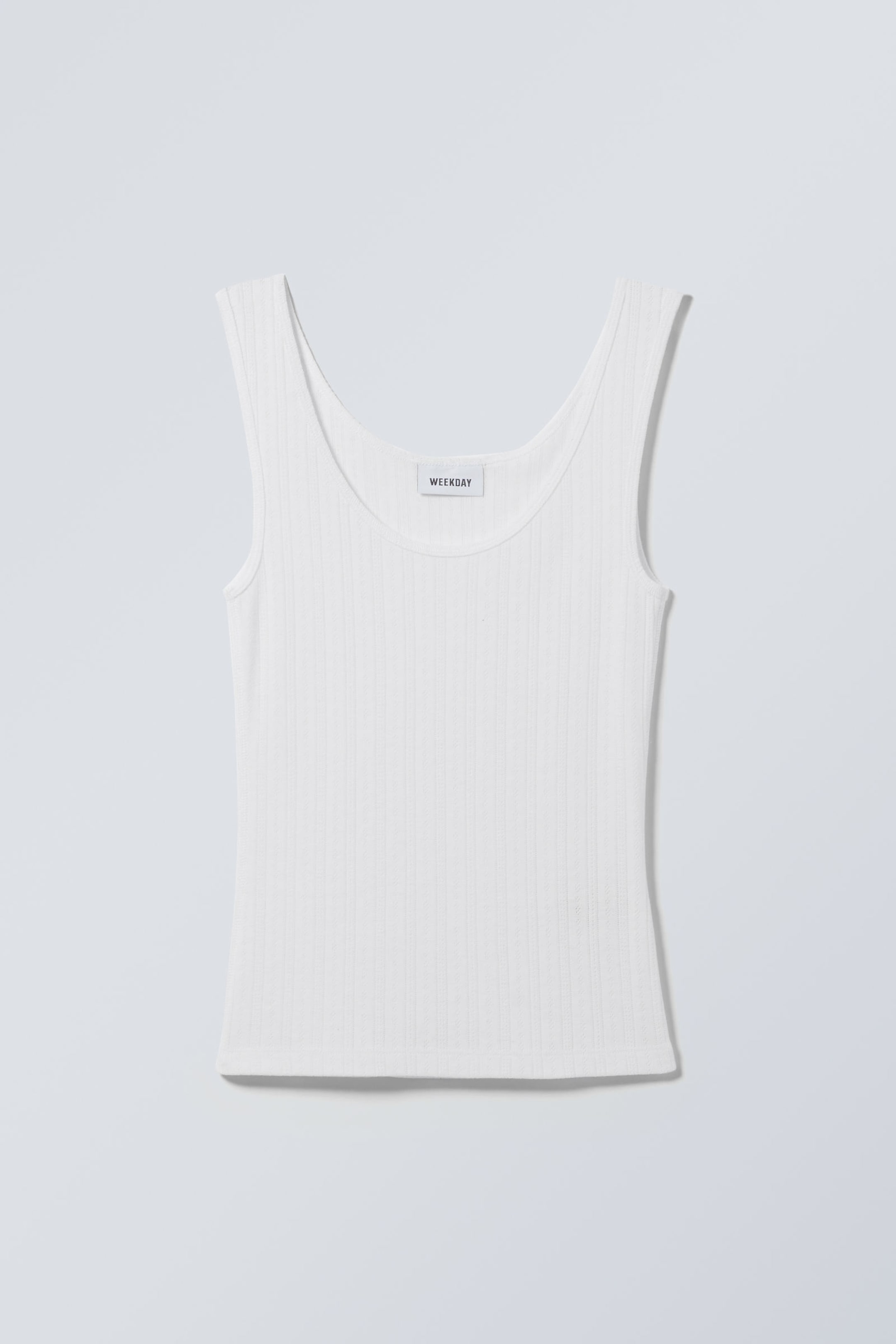 White - Fitted Pointelle Tank Top - 0