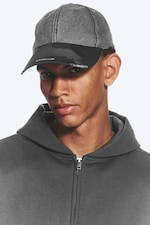 Grey - Trashed Camo - Distressed Cotton Canvas Baseball Cap - 0
