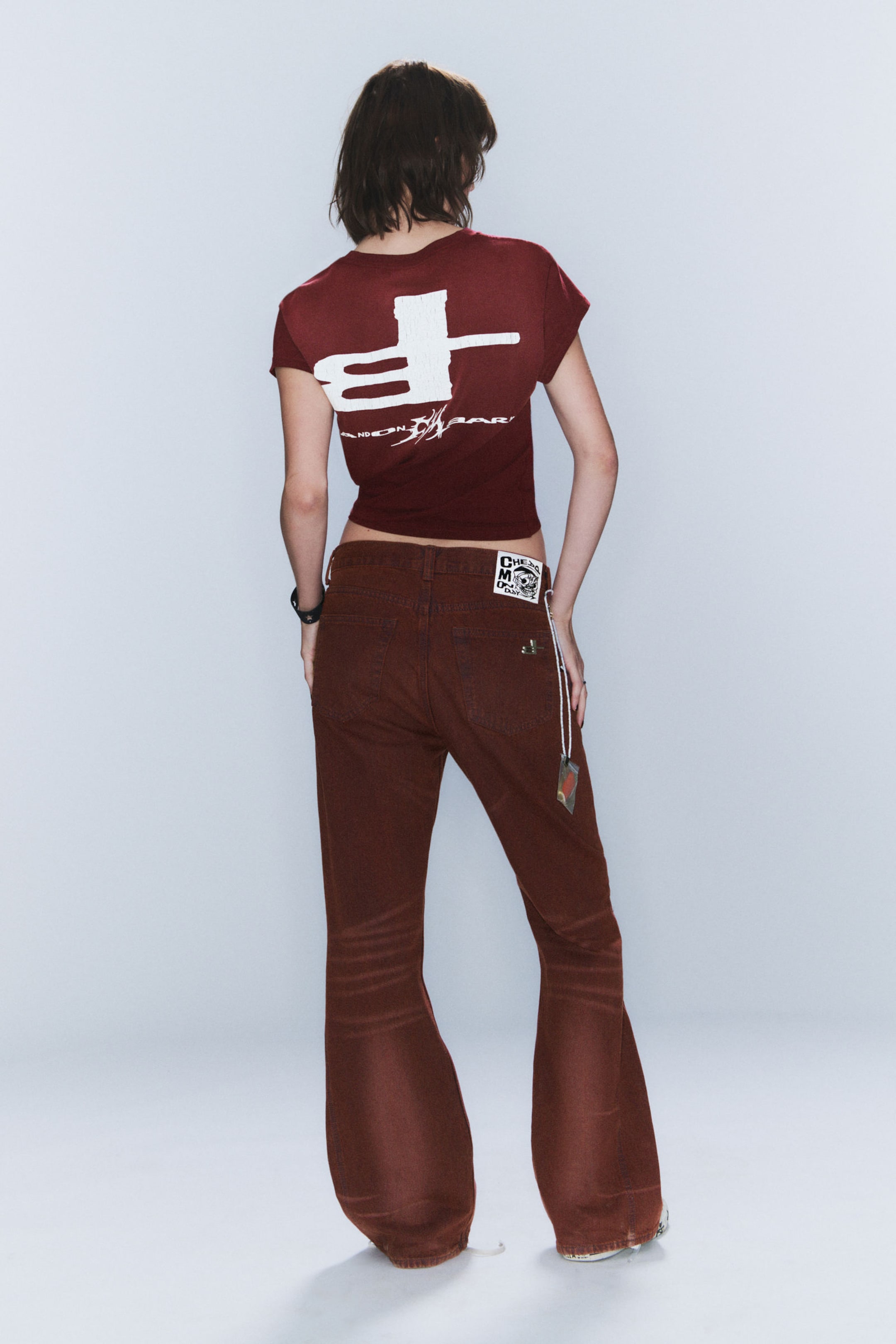 Verwaschenes Dunkelrot - CM x LB Boo Bootleg Washed Red Unisex Jeans - 4