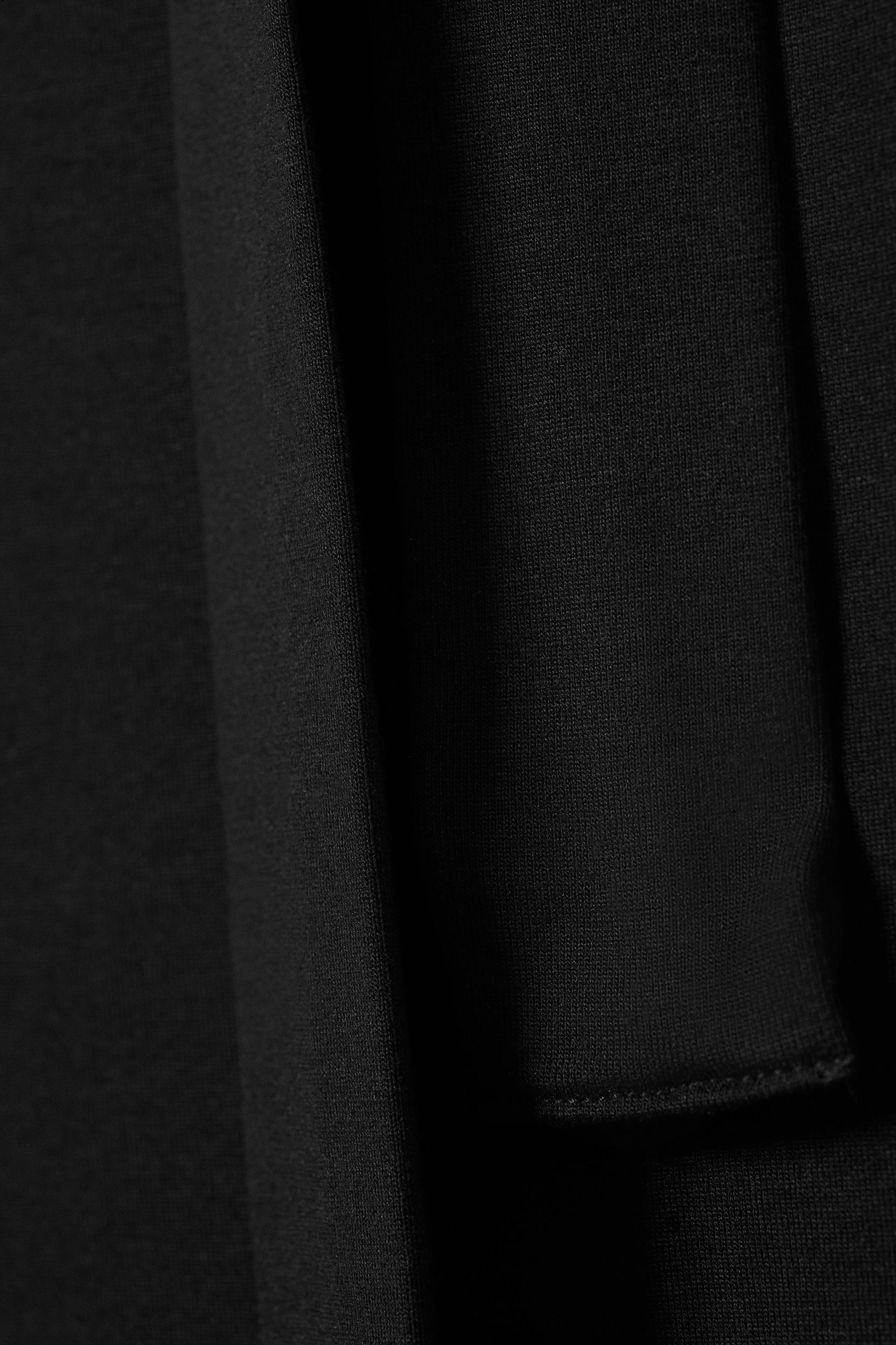 Black - One-Shoulder Long-Sleeved Tie Top - 2