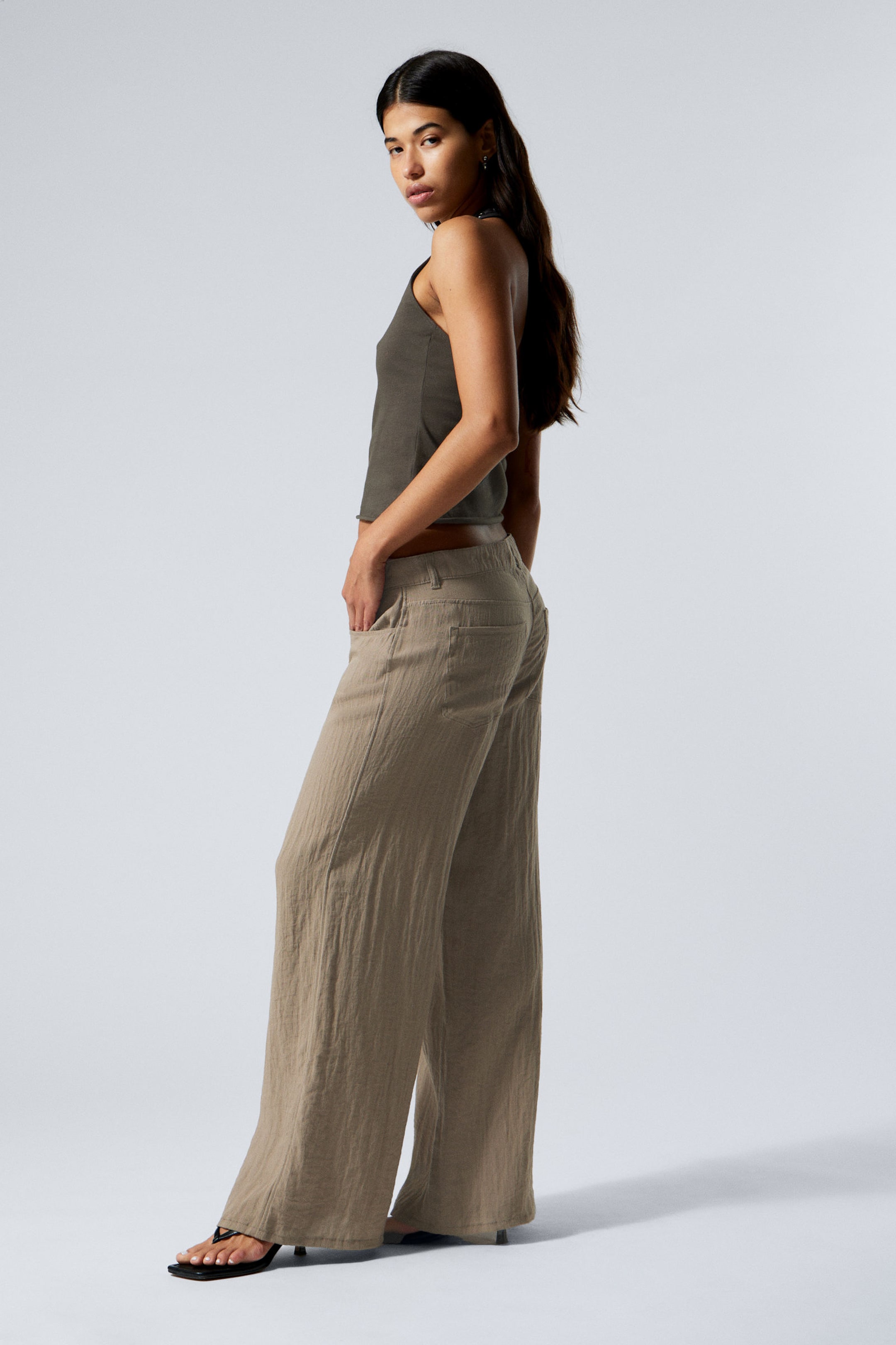 #868074 - Crinkle Low Waist Loose Fit Trousers - 2