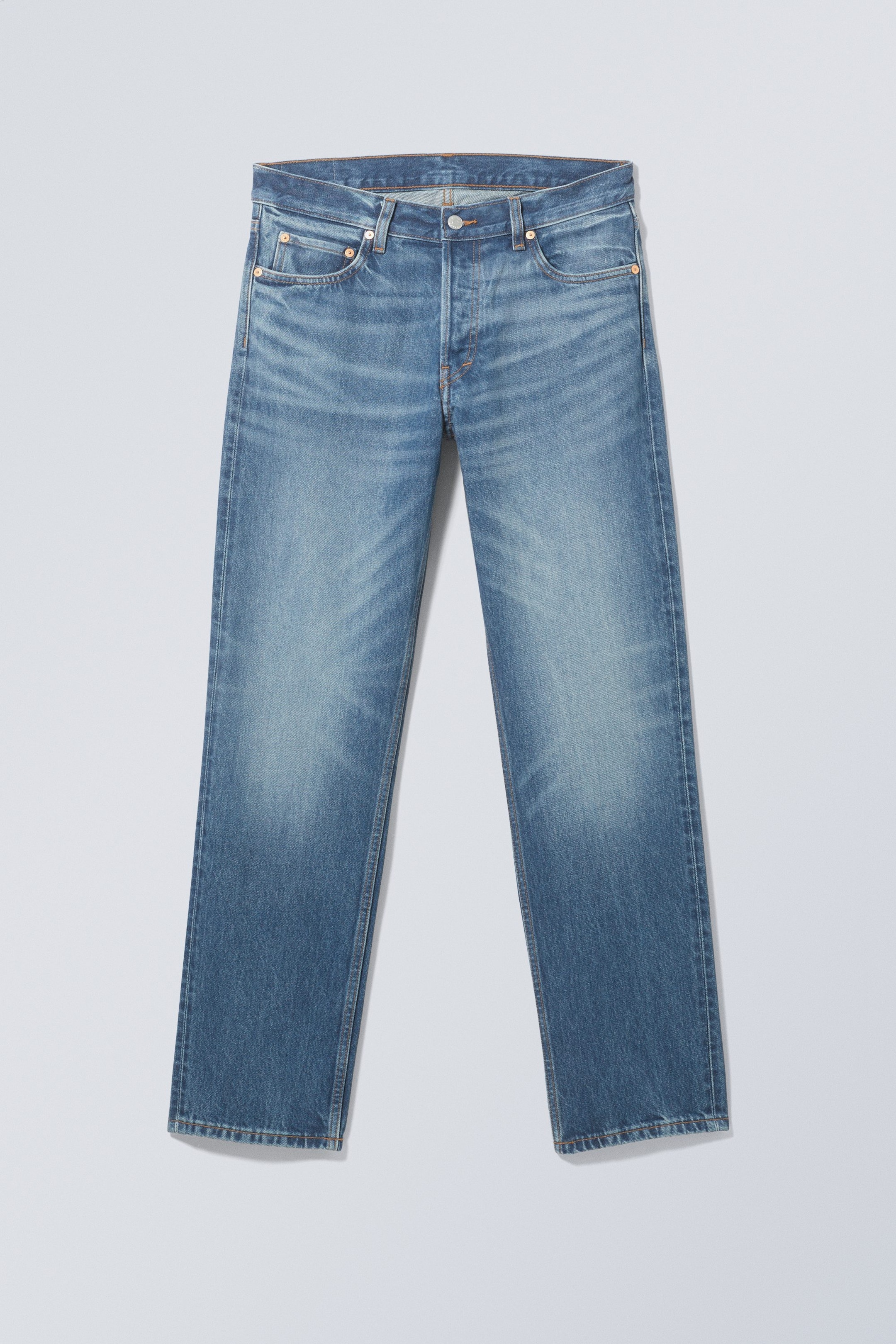 Wave Blue - Blå - Klean mid waist regular straight jeans - 0