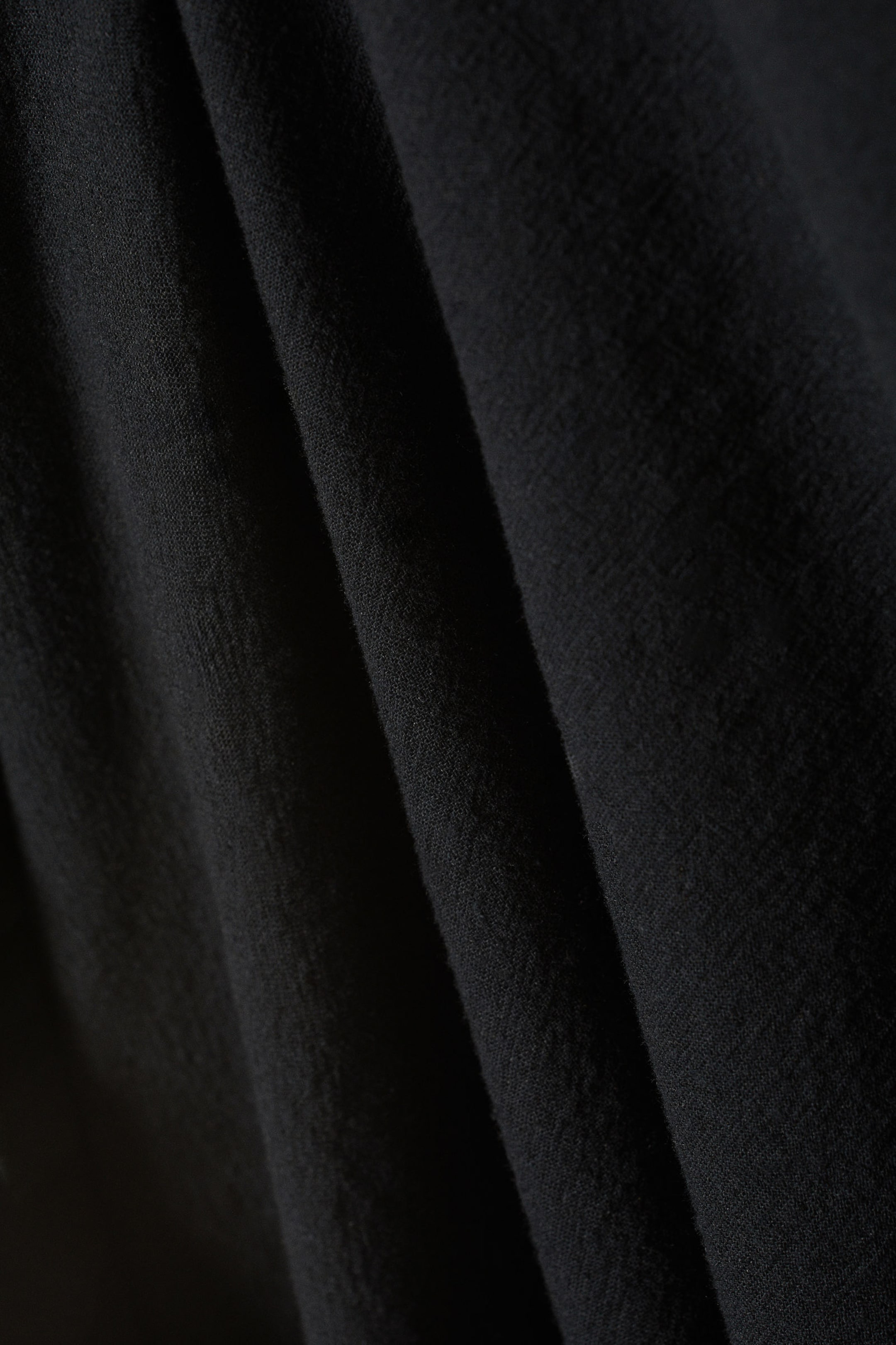 Black - Asymmetric Linen Blend Wrap Skirt - 2