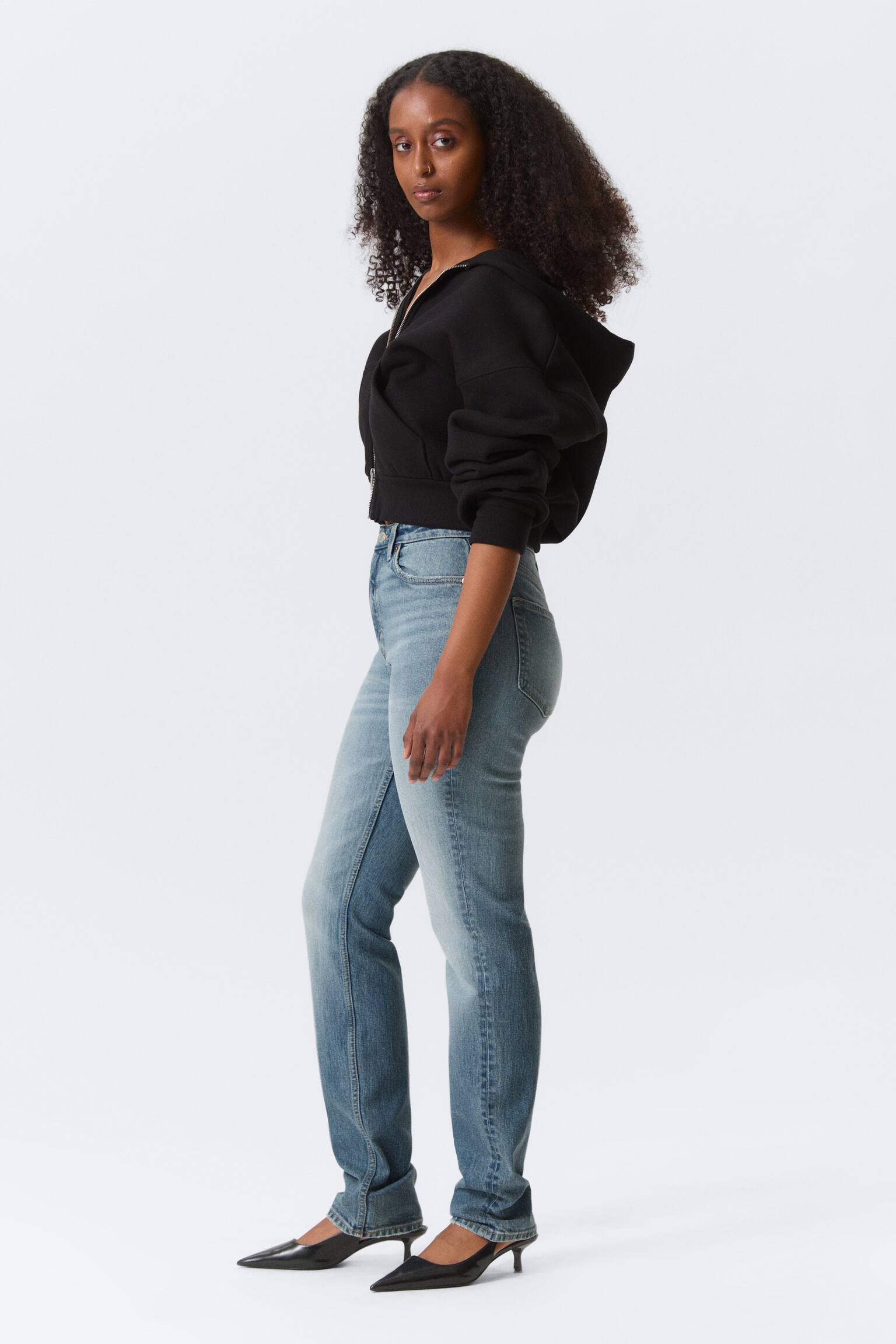 Vega Curve High Waisted Slim Leg Jeans - Blue Horses - Medium Blue/Blue Hymn - Medium Blue - 5