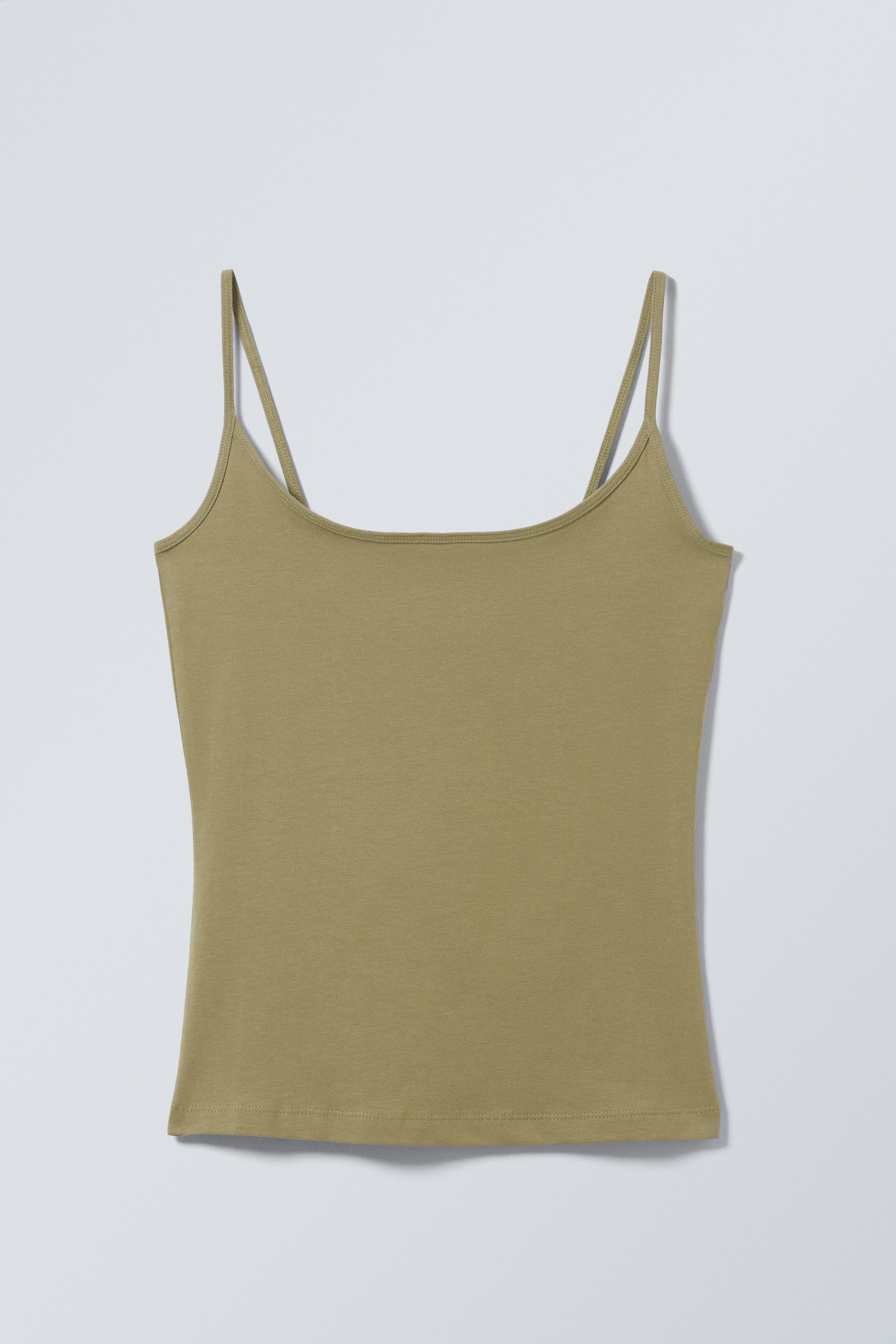 Khaki Green - Fitted Strappy Scoop Neck Singlet - 0