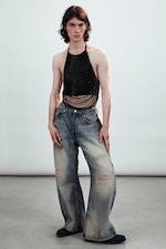 Black - Beaded Mesh Halterneck Top - 2