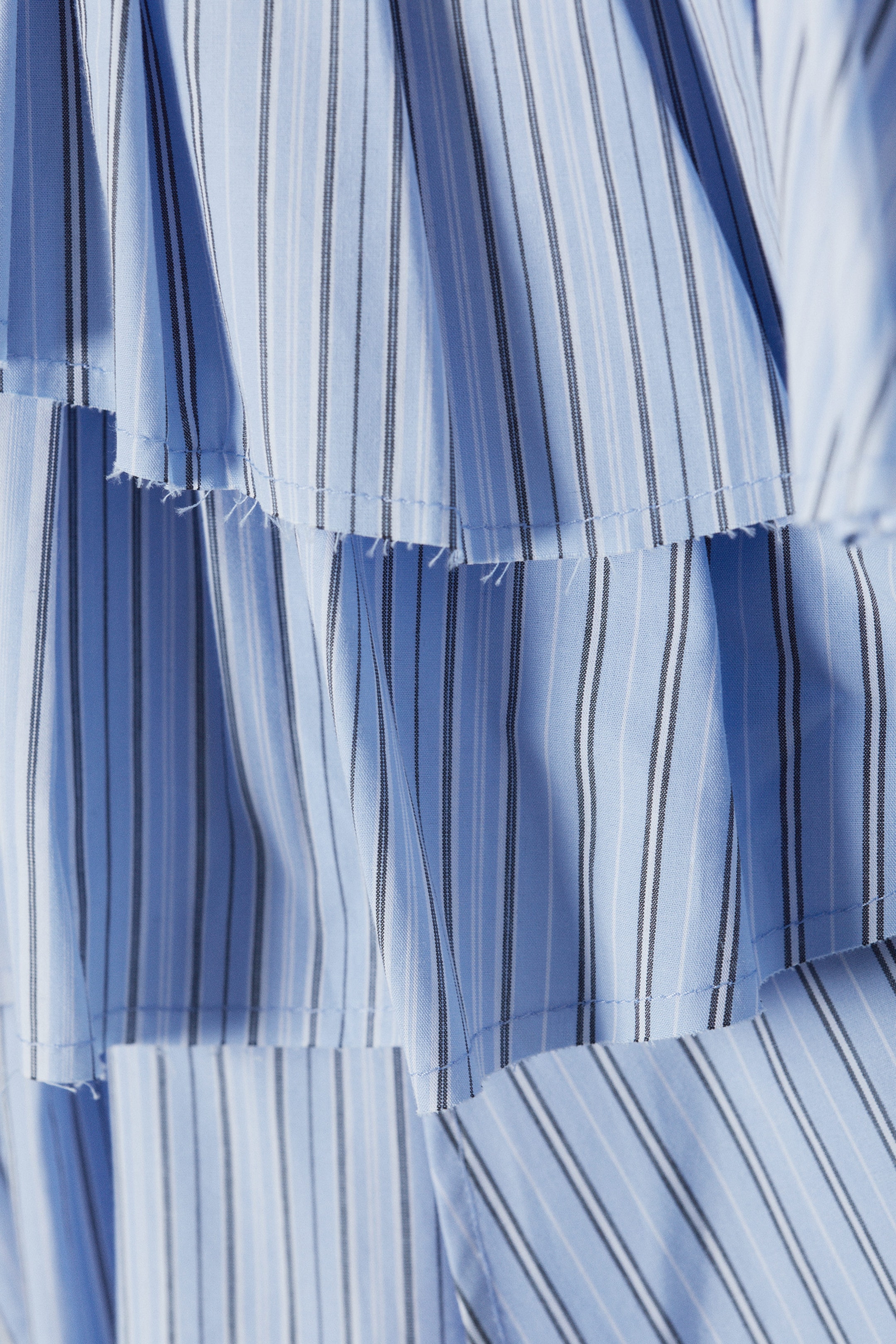 Striped Light Blue - Pleated Layered Mini Skirt - 1