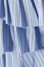 Striped Light Blue - Pleated Layered Mini Skirt - 1