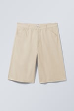 Ecru - Astro løs og baggy shorts i linblanding - 0