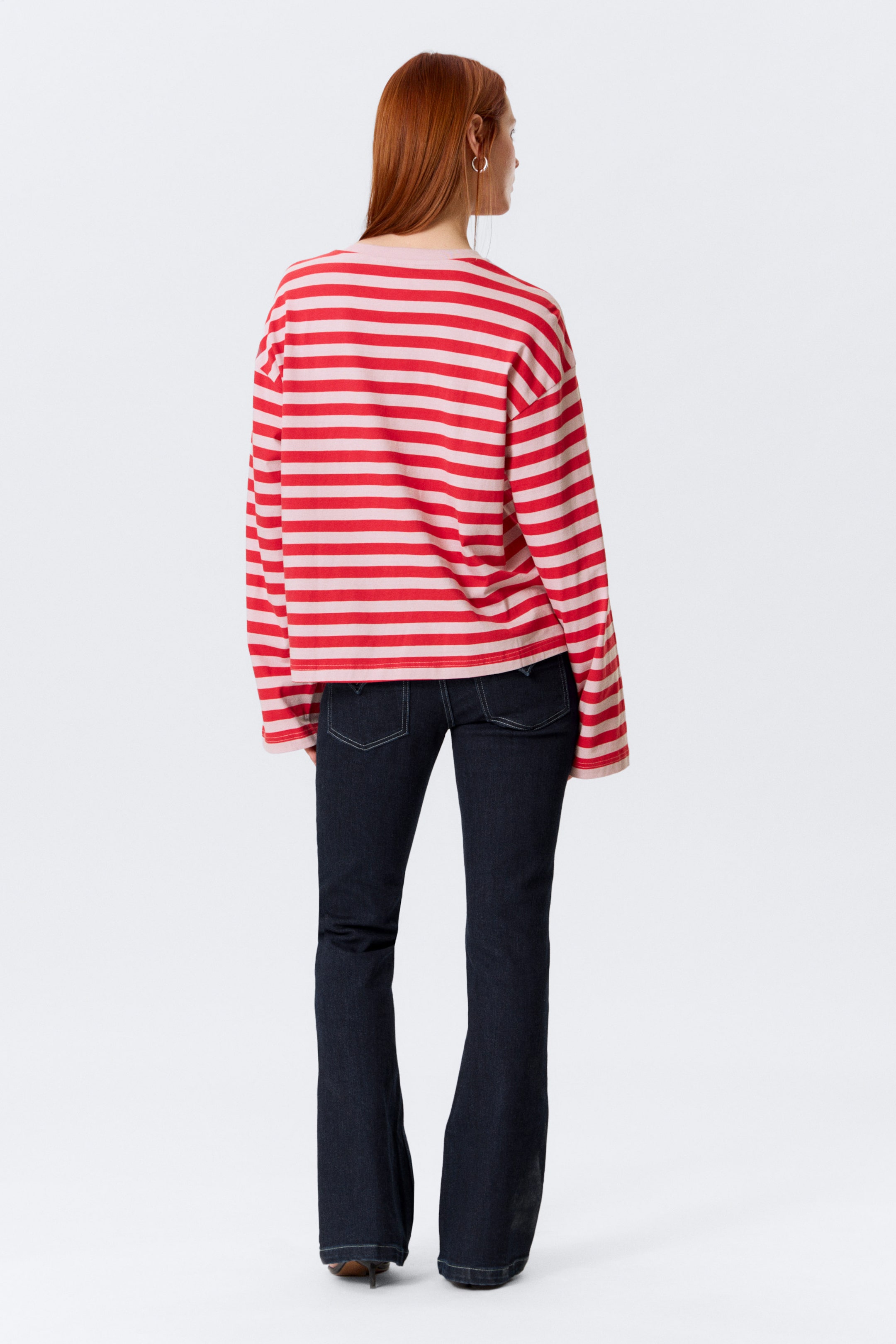 Röd & Rosa ränder - Långärmad bomulls-t-shirt - 2