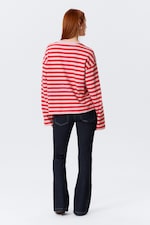 Röd & Rosa ränder - Långärmad bomulls-t-shirt - 2