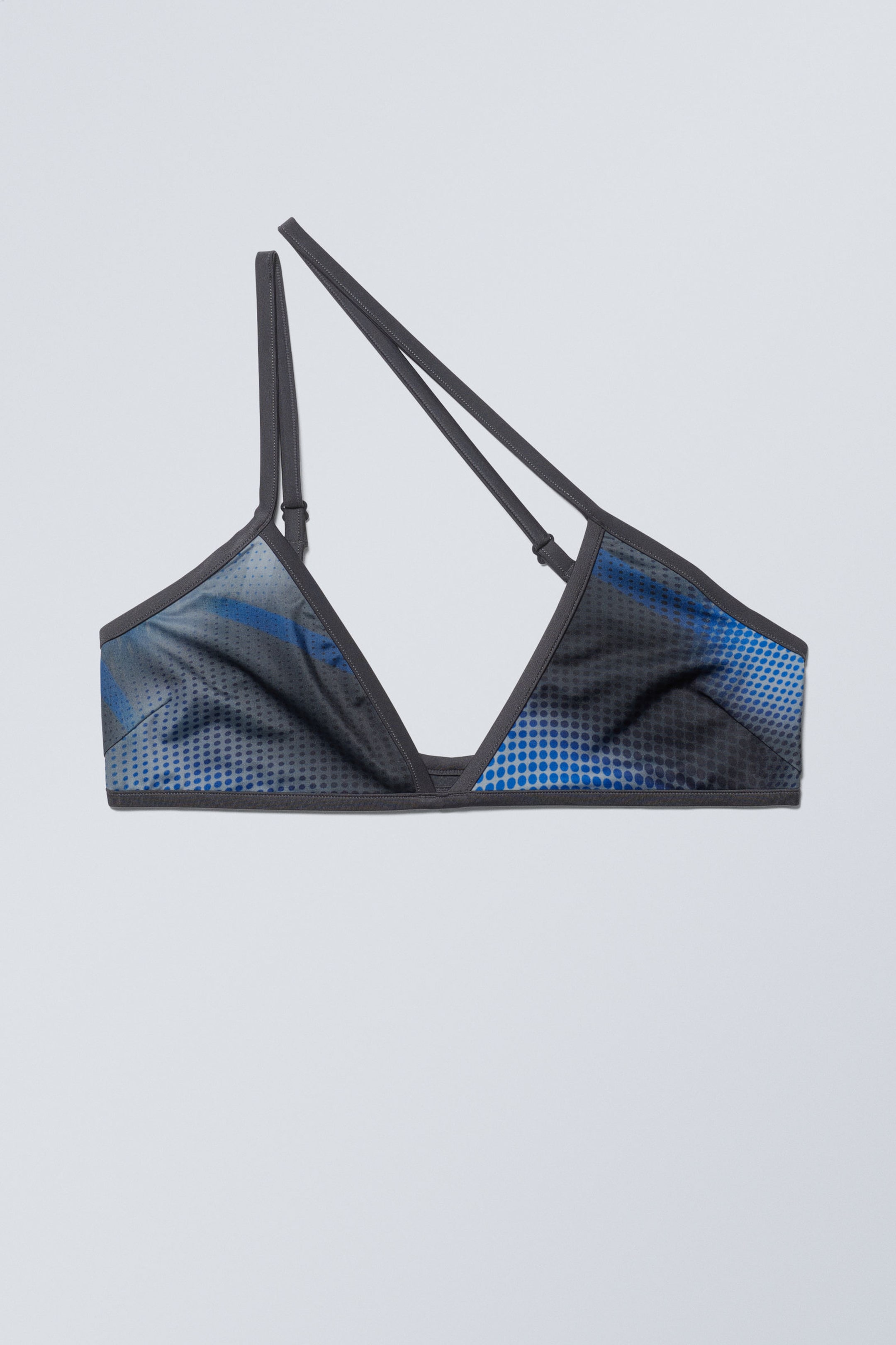 Speed-Blau - Minimalistisches asymmetrisches Bikini-Oberteil - 0