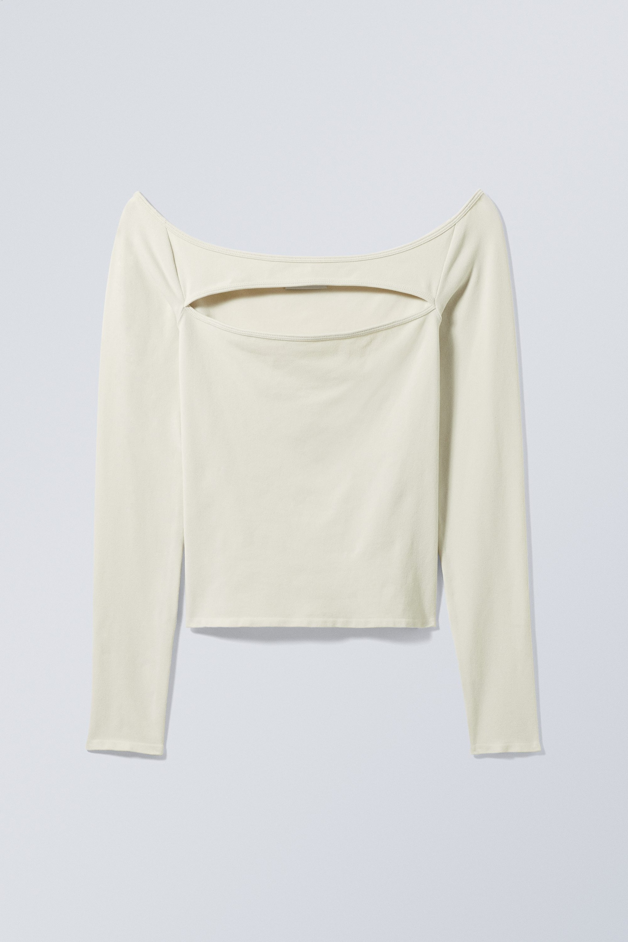Cremeweiß - Langarmtop Evie mit Cut-out - 0