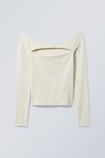 Cremeweiß - Langarmtop Evie mit Cut-out - 0