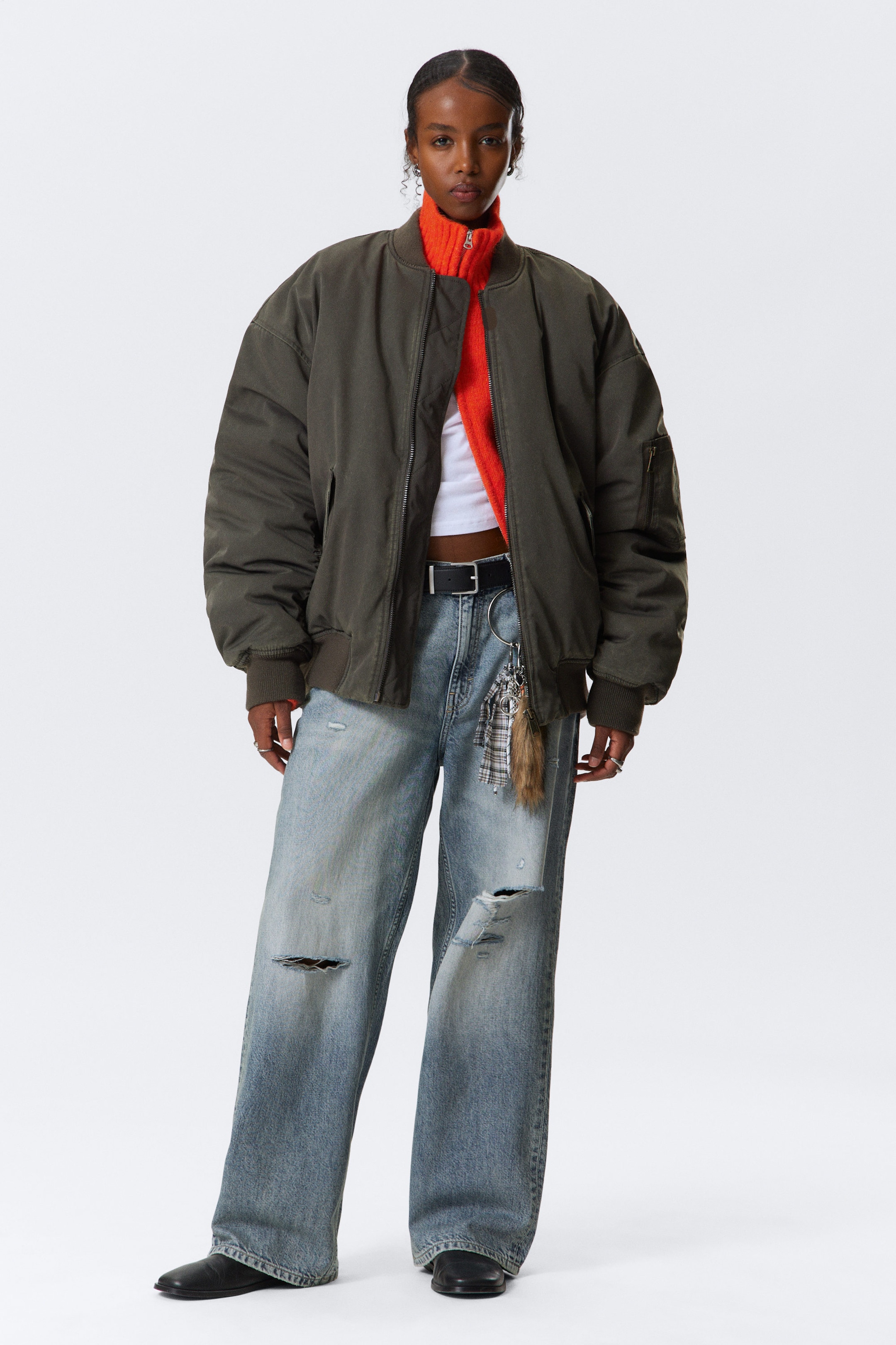 Dusty Mole - Oversized Twill Bomber Jacket - 1