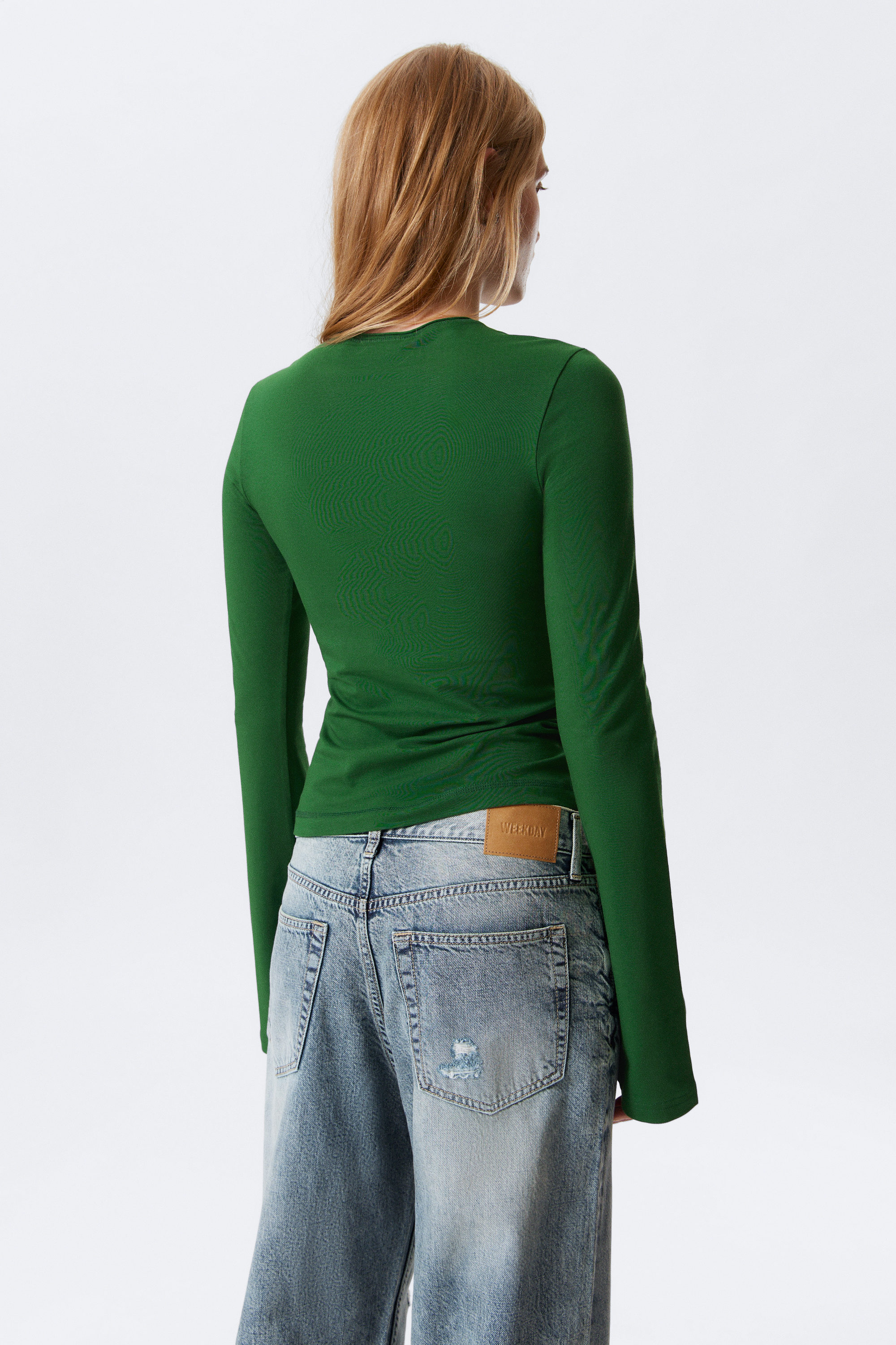 Dunkelgrün - Longsleeve aus Baumwolle - 2