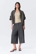 Dark Grey Melange - HANNE H CAPRI SUITING TROUSERS - 0