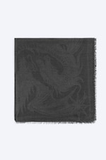 Noir - Imprimé dragon - Écharpe carrée imprimée à bords effilochés - 3