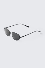 Svart - Sorte linser - Minimal Oval Metal Frame Unisex Sunglasses - 1