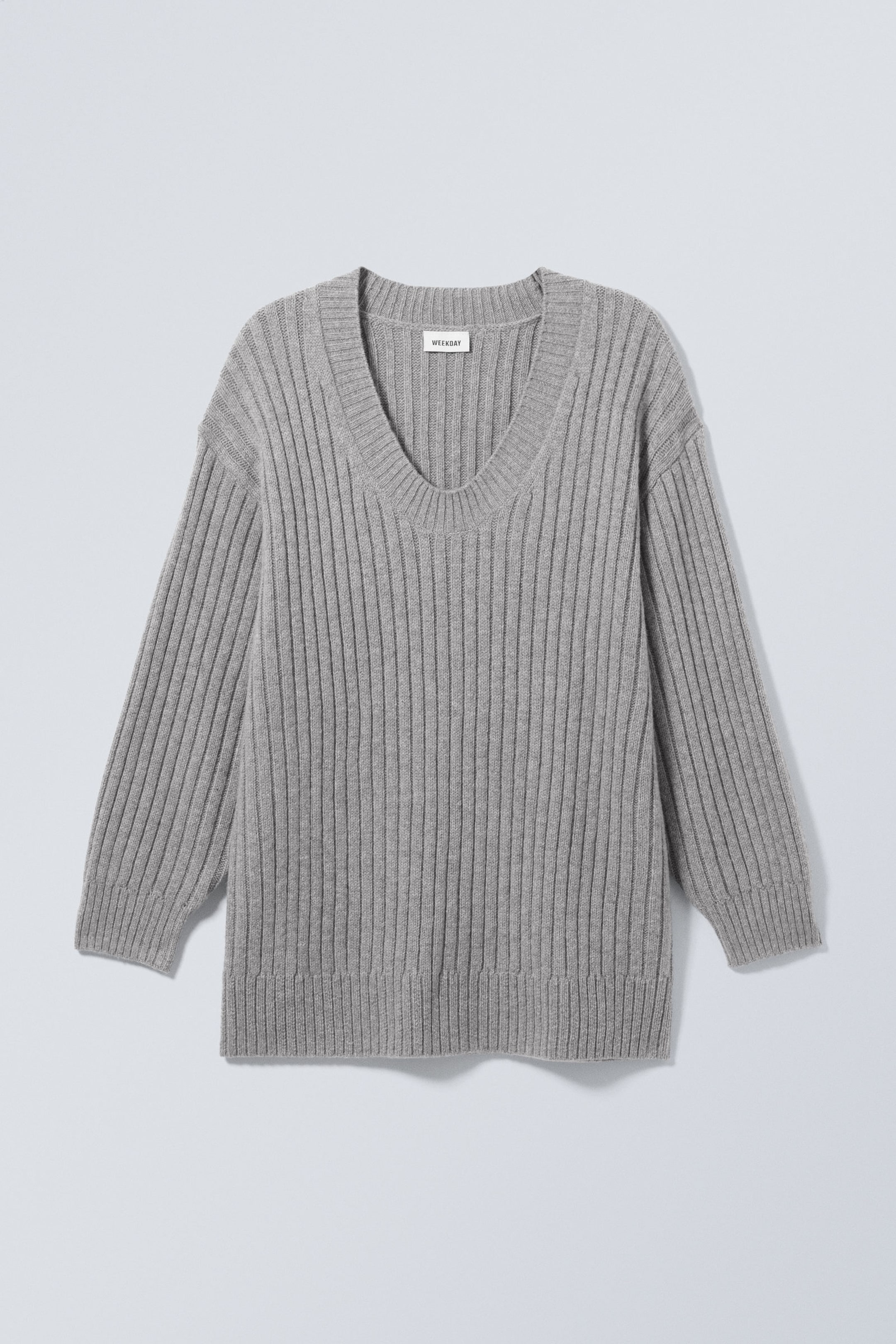 Grey - Eden Oversized Wool Blend Sweater - 1