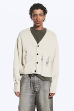 Beige - Boxy Strick-Cardigan im Used-Look - 2