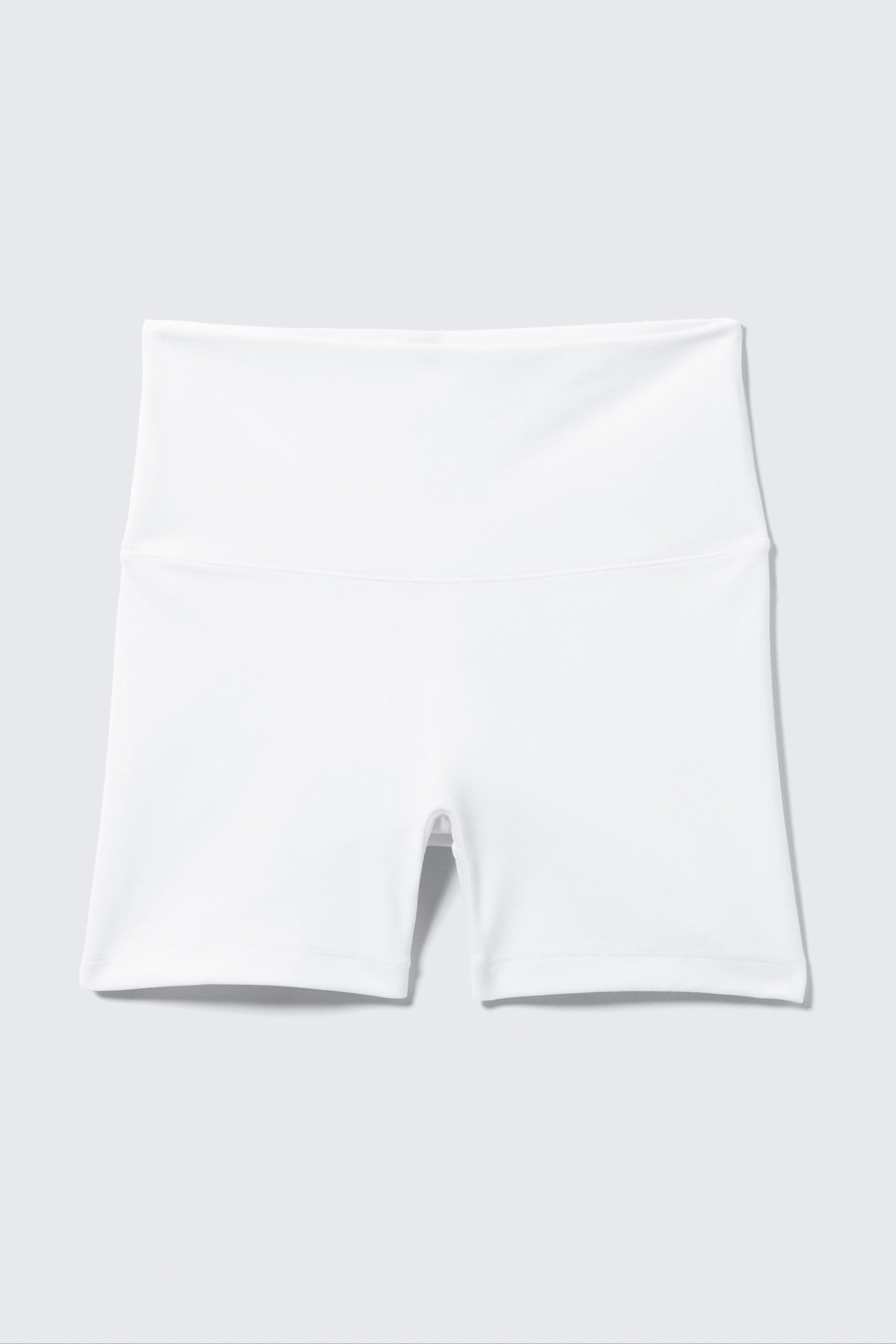 White - High Waisted Sports Biker Shorts - 3