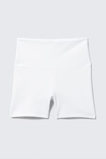White - High Waisted Sports Biker Shorts - 3