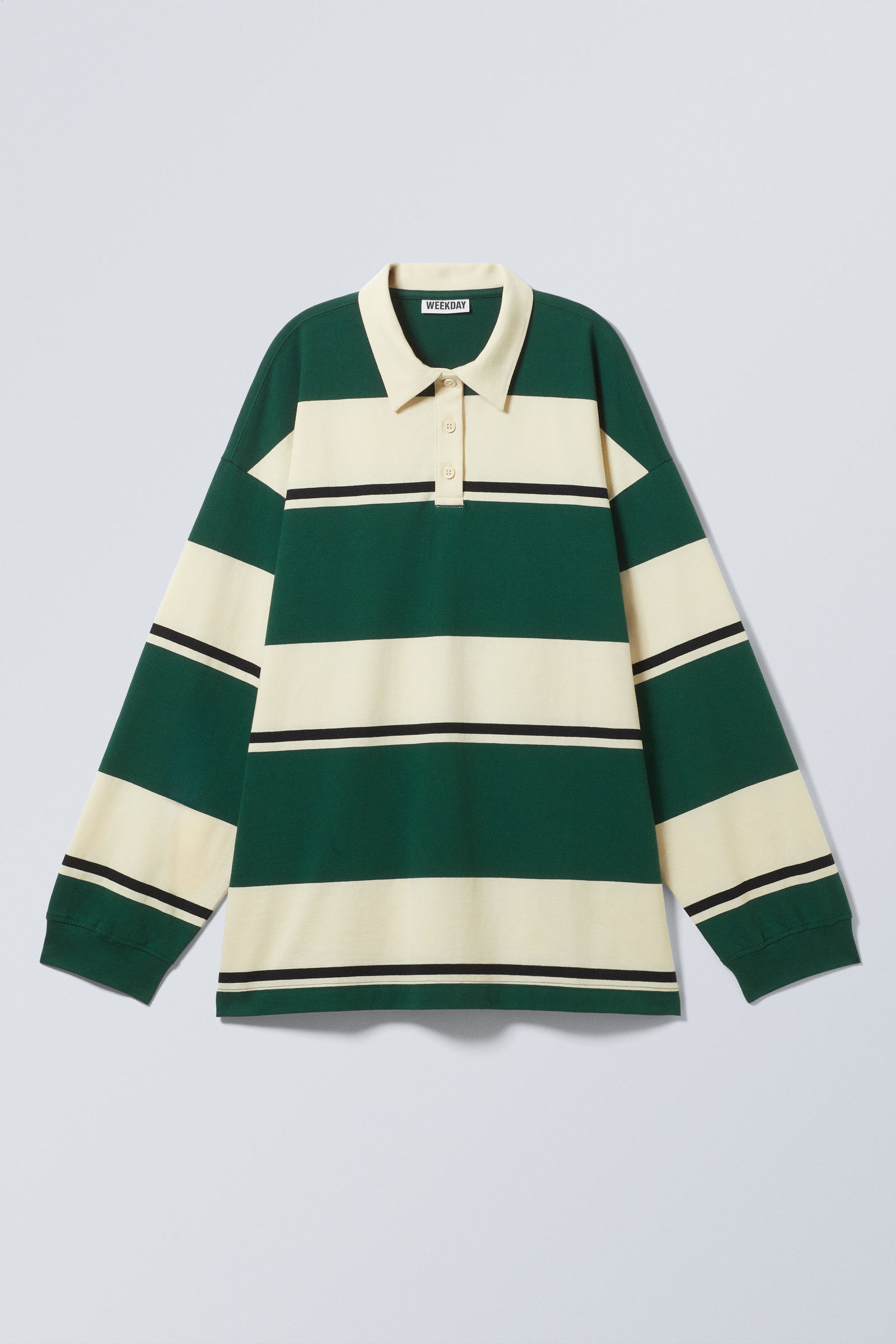 売れ筋商品|||ウィークデイ Tシャツ レディース トップス EMMA STRIPED OVERSIZED LONG SLEEVE - Polo shirt - yellow/green 65aefc1f72774642a4ea4f595043ef