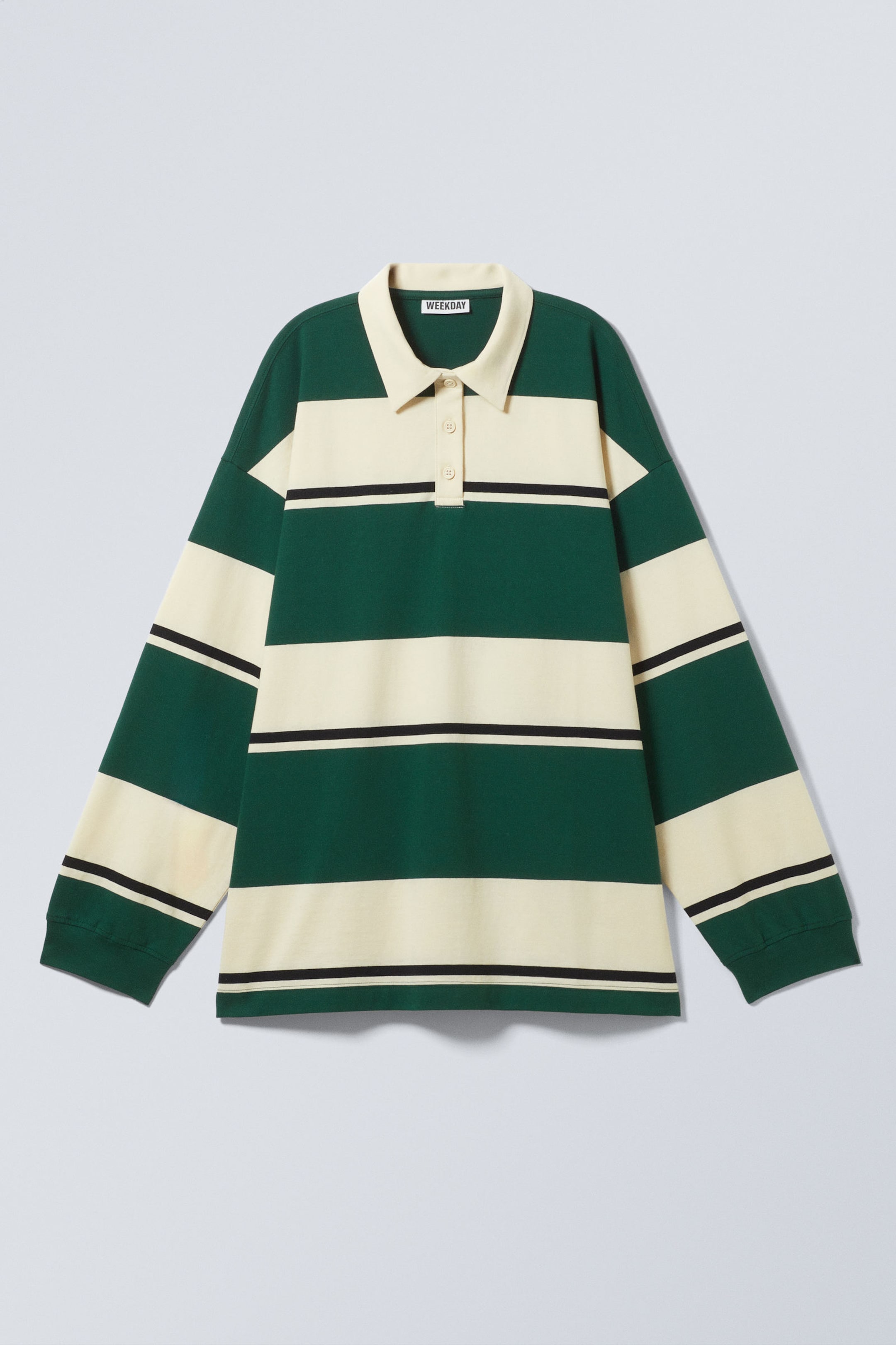 Gelbe & grüne Streifen - Gestreiftes Oversized-Poloshirt - 3