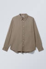 Zacht taupe - Oversized overhemd van katoen en viscose - 4