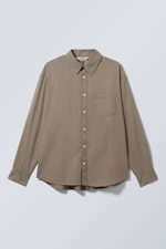 Taupe cendré - Chemise en viscose de coton oversize - 0