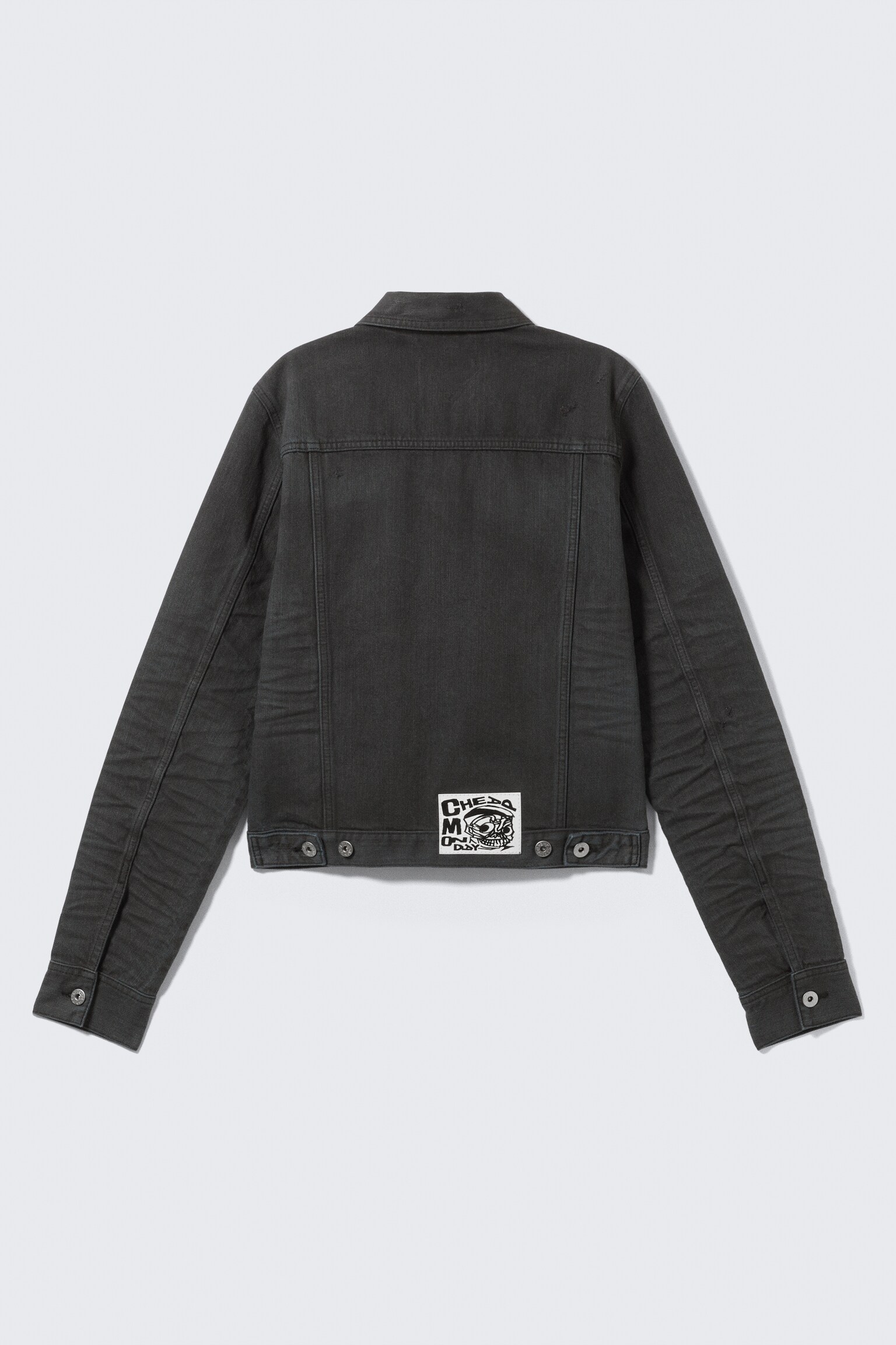 CM x LB Issue Black Coated Unisex Denim Jacket - Coated Black
