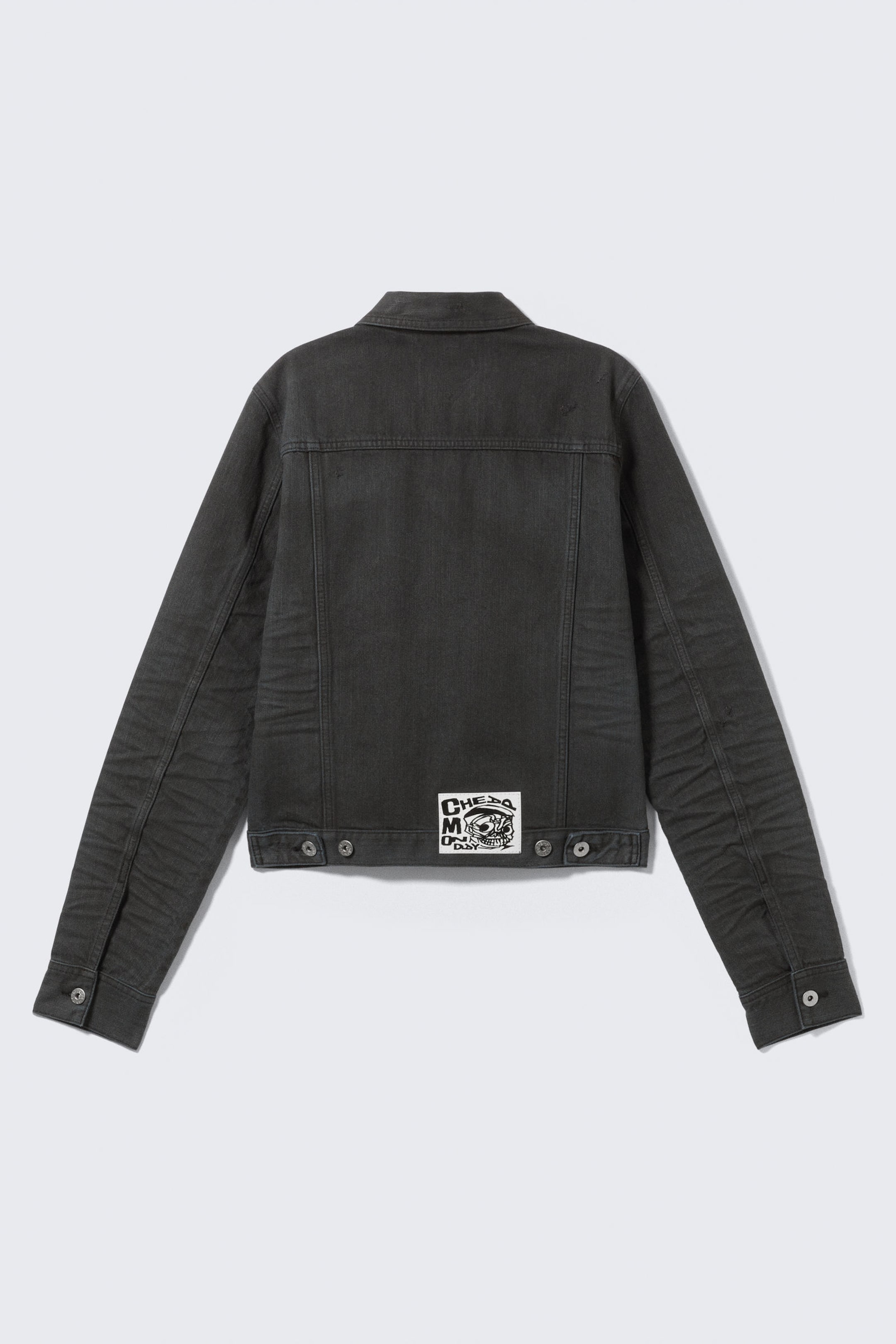 Beschichtetes Schwarz - CM x LB Schwarze, beschichtete Unisex-Jeansjacke - 8