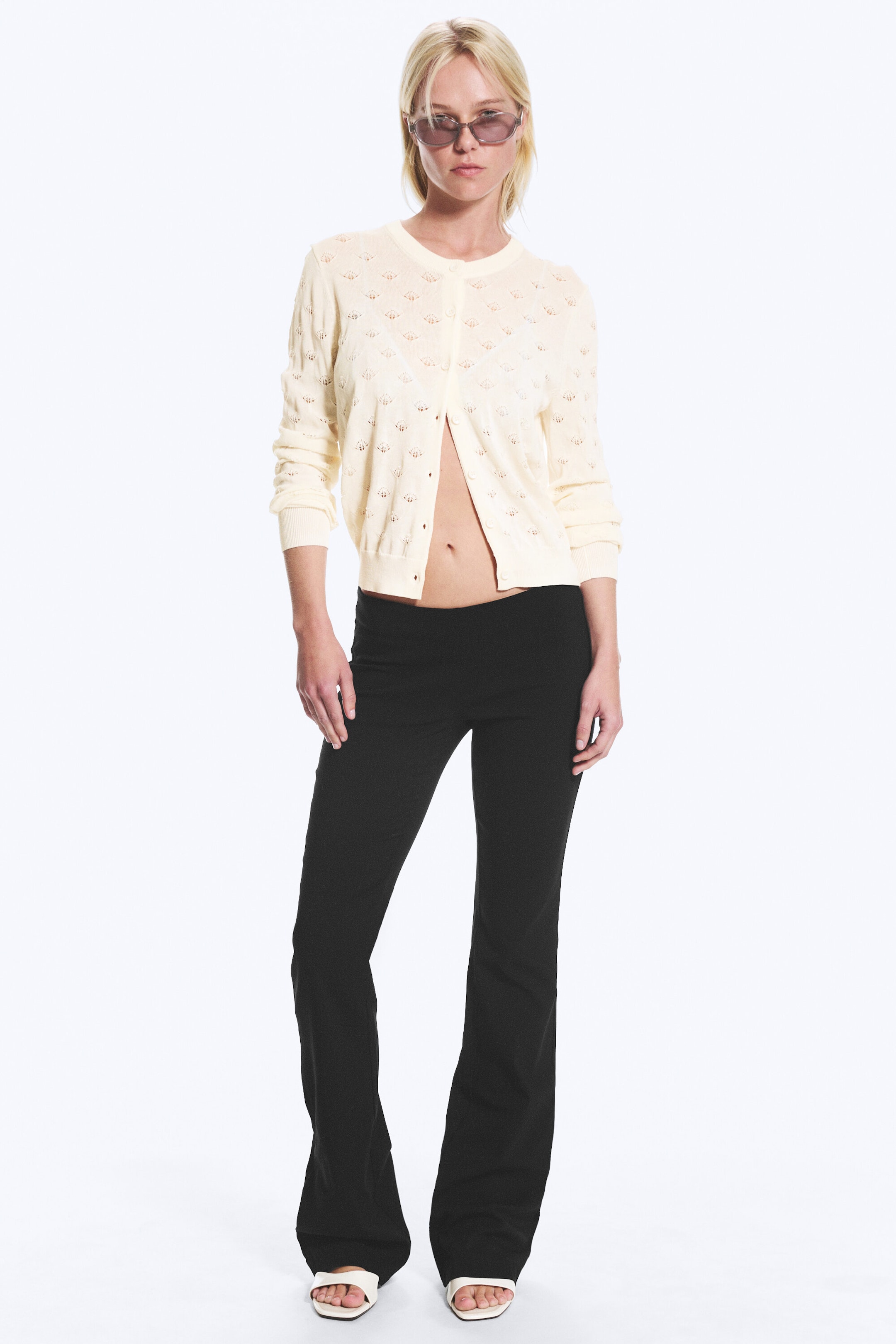 Noir - Pantalon bootcut taille basse - 1