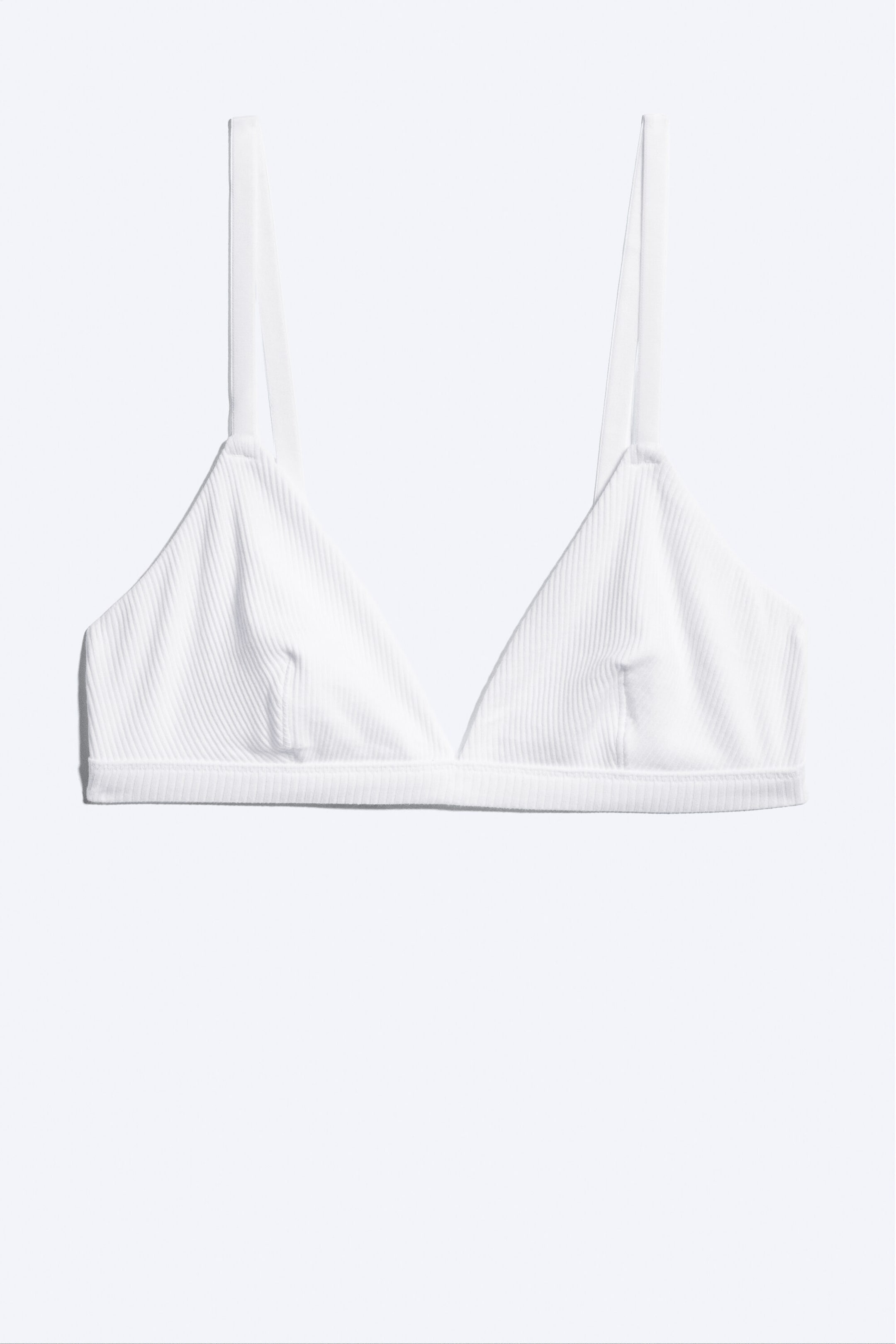 Weiß - Minimalistischer, gerippter Soft-Triangel-BH - 3