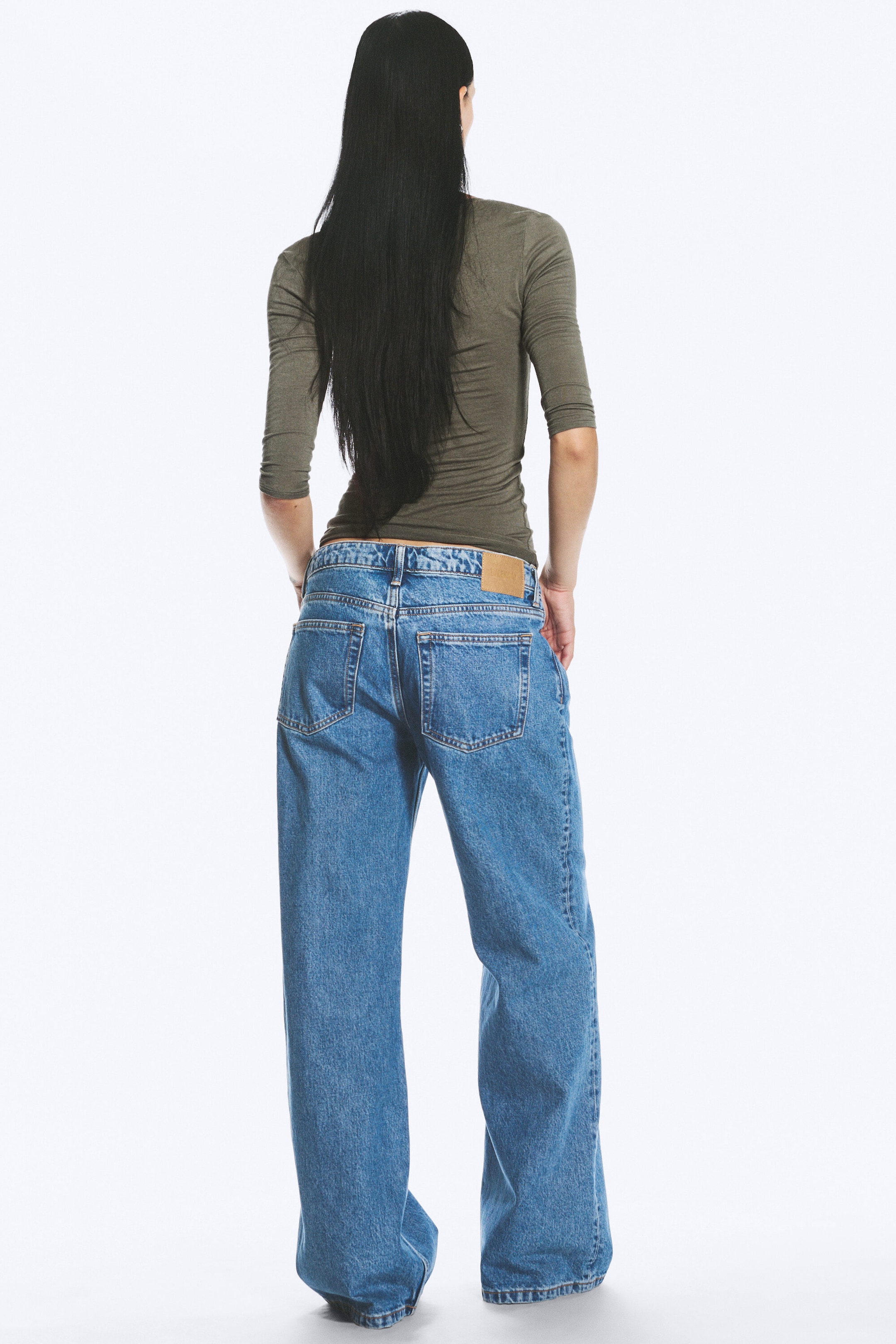 90-tallsblå – middels blå - Imoo jeans med lavt liv, vide ben og løs passform - 3