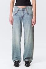 Hypnos Blue - Mediumblå - Scooped Waist Barrel Leg Workwear Jeans - 1