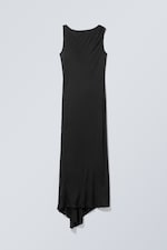 Black - Sleeveless Draped Maxi Dress - 0