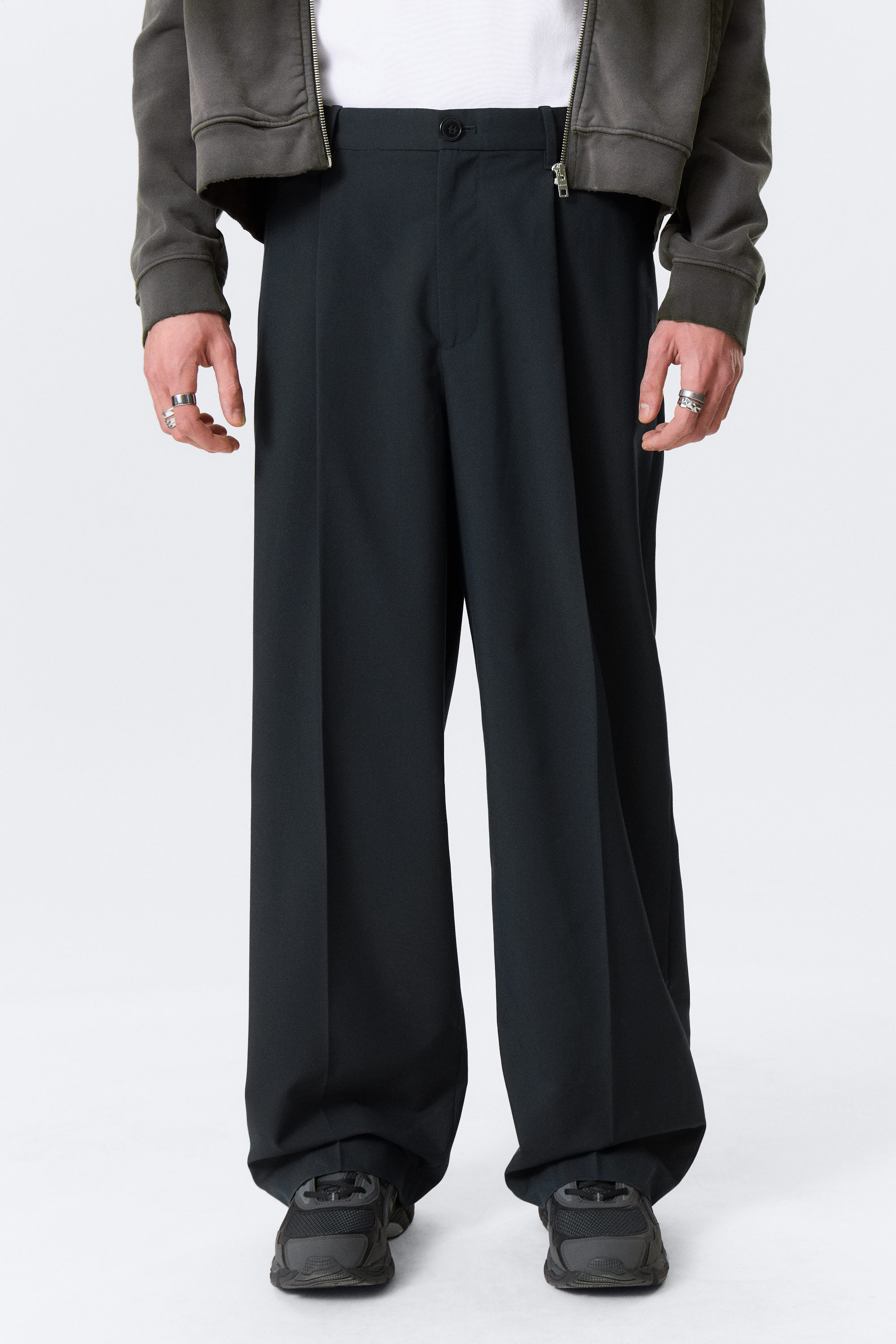 Dark Navy Blue - Uno Loose Suit Trousers - 2