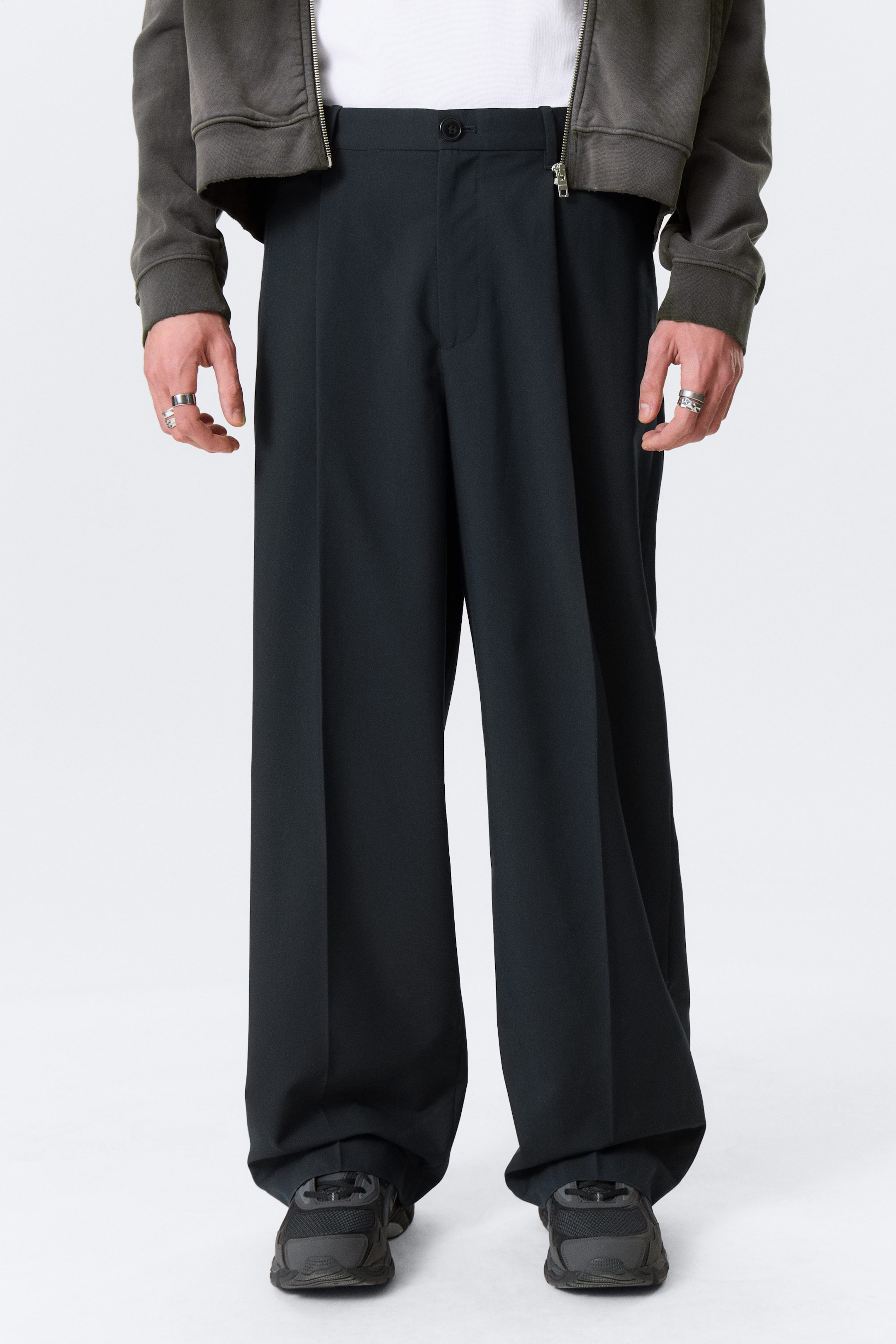 Dark Navy Blue - Uno Loose Suit Trousers - 2