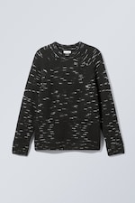 Svartmelerad - Ledig raglan tröja - 0