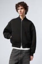 Black - Loose Scuba Bomber Jacket - 1