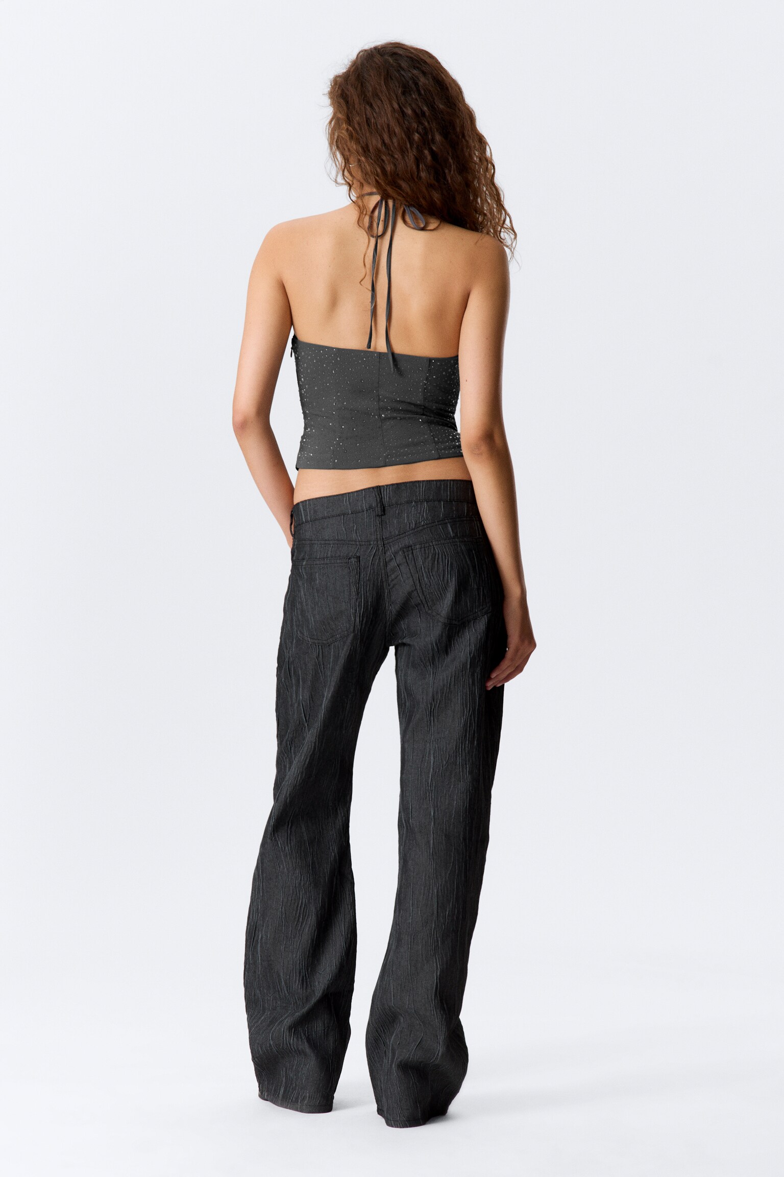 Slim fit nyakbakötős top - Sötétszürke - Stones/Sötétkék - Csíkos - 4