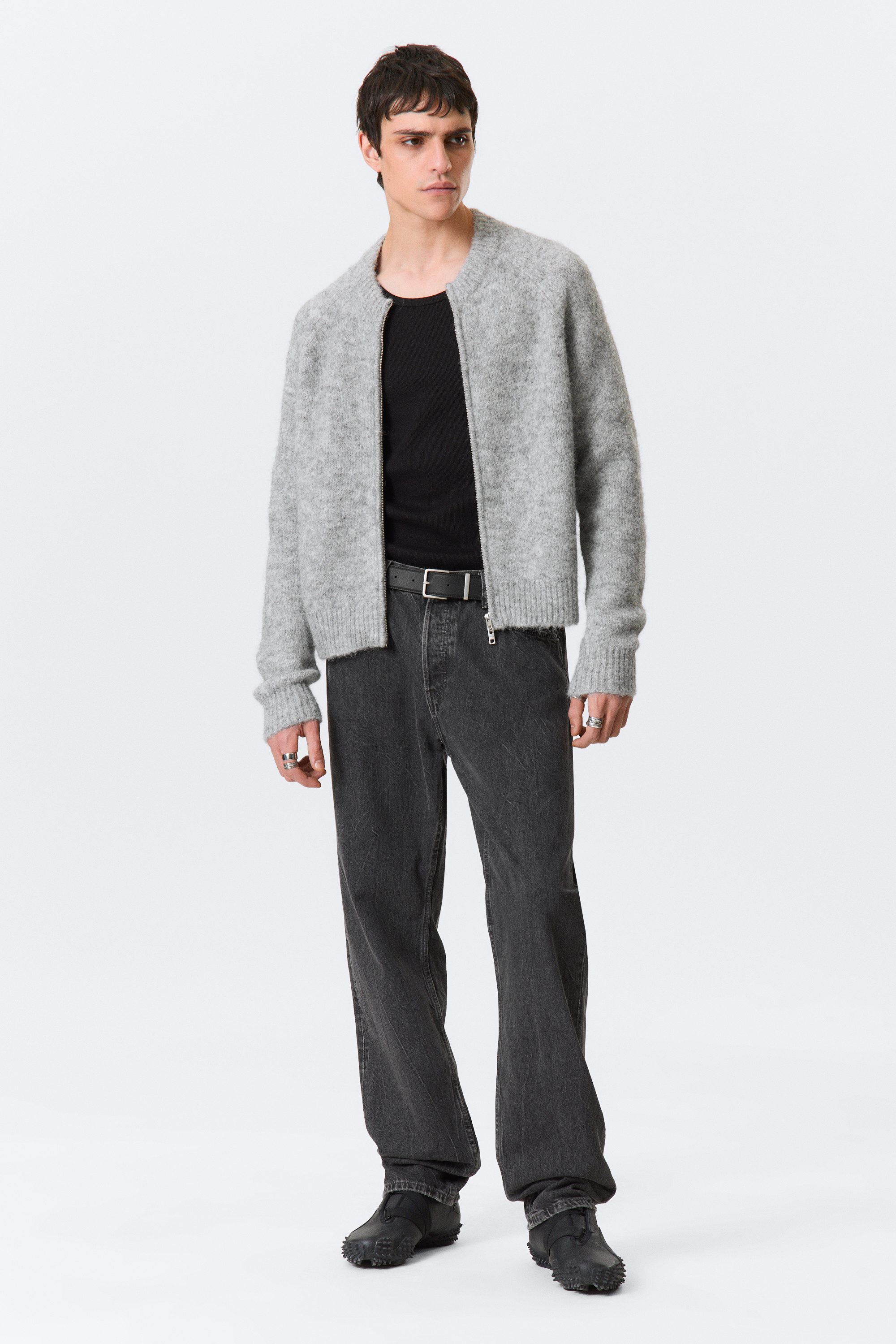 Grey Melange - Raglan-Sleeved Wool-Blend Zip Cardigan - 2